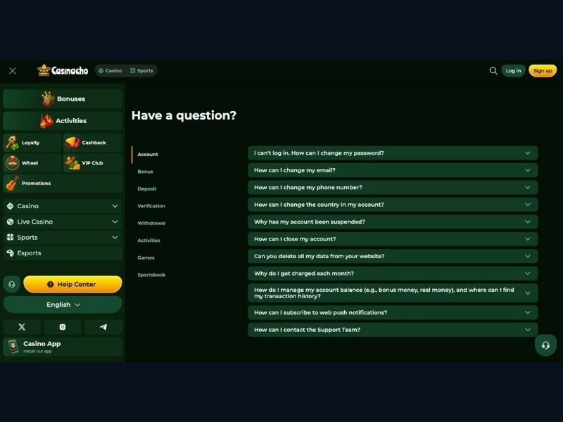 Co dostępne mobilnie w Casinacho Casino Nacho Casino — cashback turnieje i live